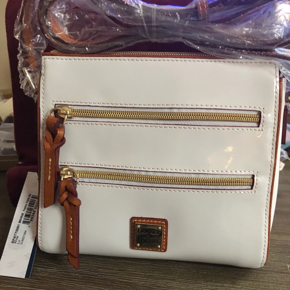 Dooney & Burke white patent purse